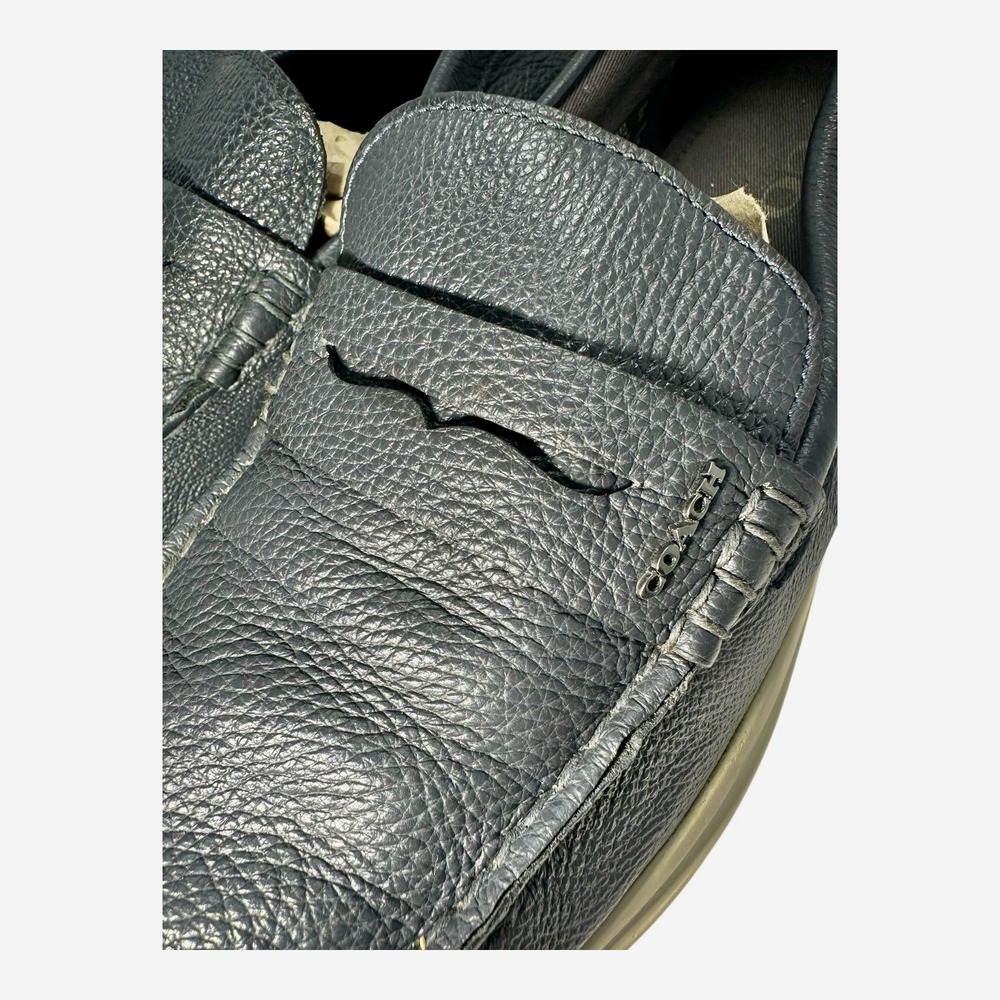 Coach Men Navy Blue Pebbled Leather Nantucket Penny Loafer Size‎ 11.5D - Picture 7 of 10
